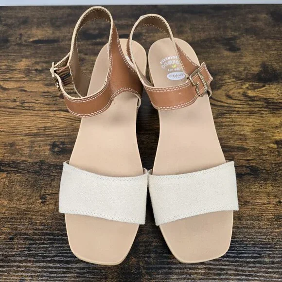 Dr Scholls Glimmer Sandals Womens 11M Slingback Strappy Wedge Canvas Brown - Picture 4 of 10